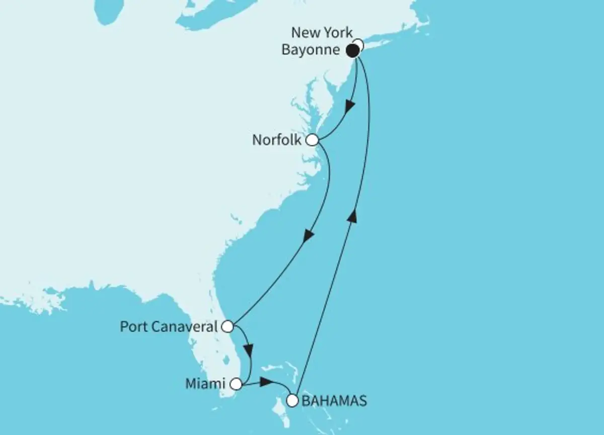 Reisekarte TUI Cruises - Florida & Bahamas