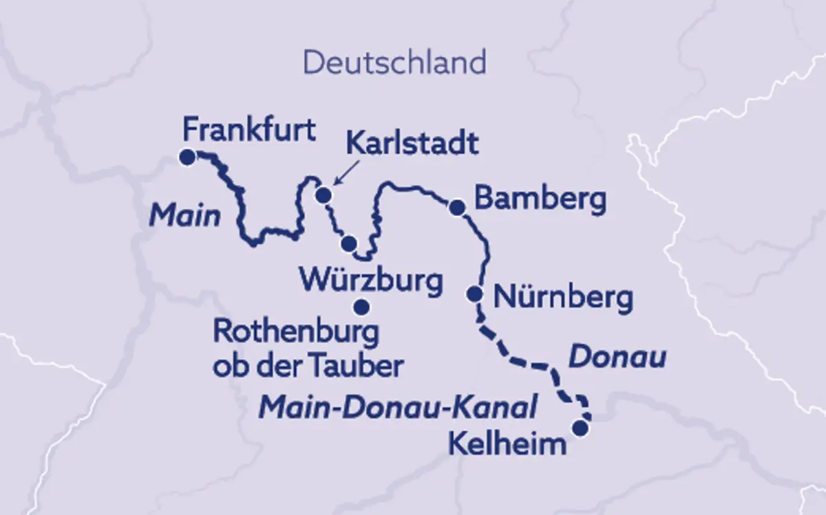 Reisekarte Silvester auf dem Main-Donau-Kanal